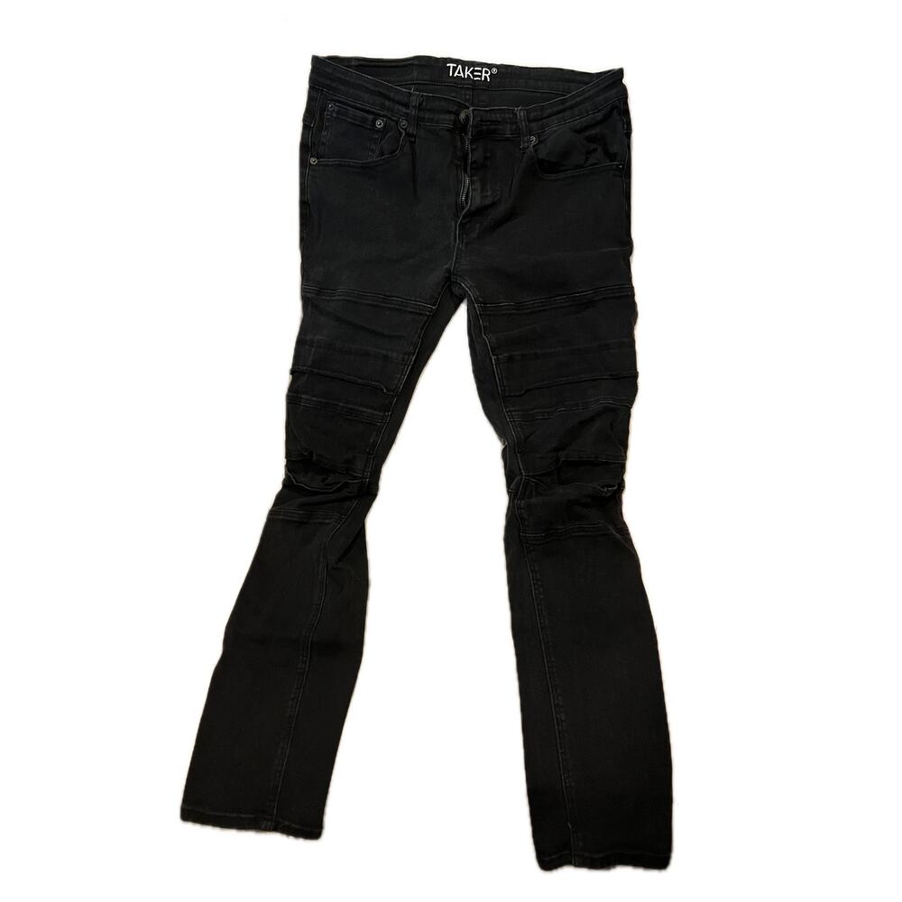 Taker Skinny Fit Black Jeans Mens 36x32